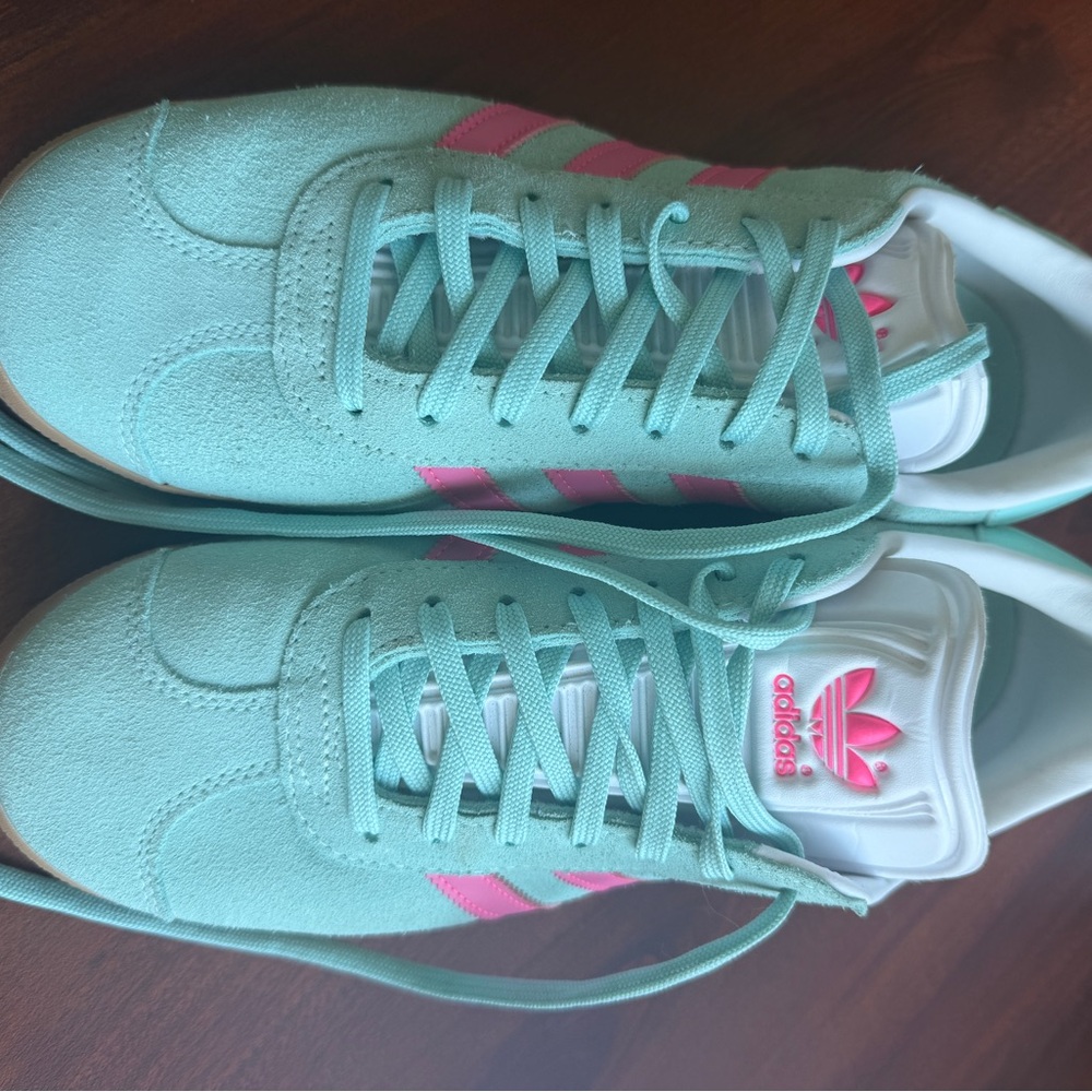 adidas Gazelle in the "Semi Flash Aqua/Lucid Pink/Off White"